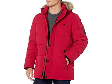 (取寄) ノーティカ メンズ メンズ キルテッド パーカー ジャケット リムーバブル フォー ファー フード Nautica men Mens Quilted Parka Jacket Removable Faux Fur Hood Red