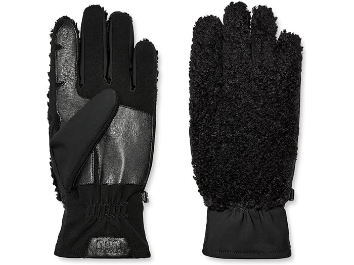 アグ オーストラリア　手袋（メンズ） (取寄) アグ メンズ フラフ スマート グローブ ウィズ コンダクティブ レザー パーム UGG men UGG Fluff Smart Gloves with Conductive Leather Palm Black