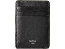 (取寄) ボスカ メンズ ナッパ ヴィテッロ コレクション - デラックス フロント ポケット ウォレット Bosca men Bosca Nappa Vitello Collection - Deluxe Front Pocket Wallet Black Leather