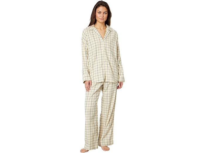 (取寄) メイドウェル レディース プレイド フランネル パジャマ セット Madewell women Madewell Plaid Flannel Pajama Set Ecru