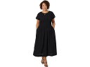 () ChEF fB[X vX XbNh-EGXg ~fB hX C XgCv VATbJ[ Madewell women Madewell Plus Smocked-Waist Midi Dress in Stripe Seersucker True Black