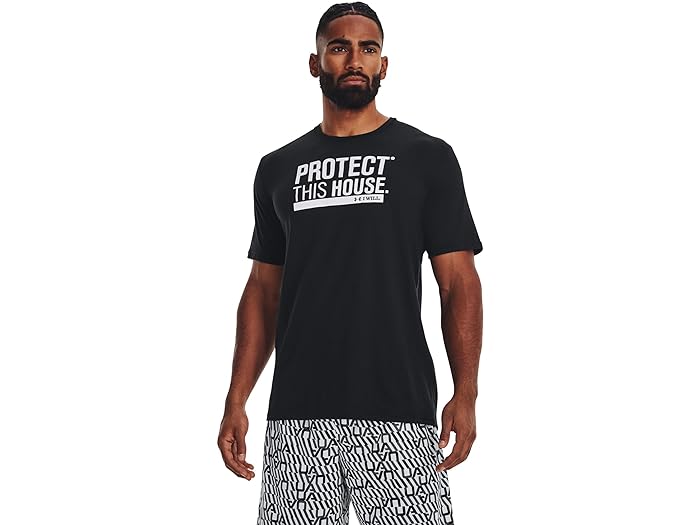 (取寄) アンダーアーマー メンズ プロテクト ディス ハウス ショート スリーブ T-シャツ Under Armour men Under Armour Protect This House Short Sleeve T-Shirt Black/White