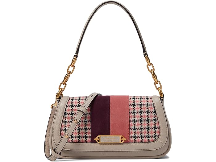 () PCgXy[h fB[X O}V[ [VO XgCv vCh cC t@ubN X[ tbv V_[ Kate Spade New York women Kate Spade New York Gramercy Racing Stripe Plaid Twill Fabric Small Flap Shoulder Mushroom Multi