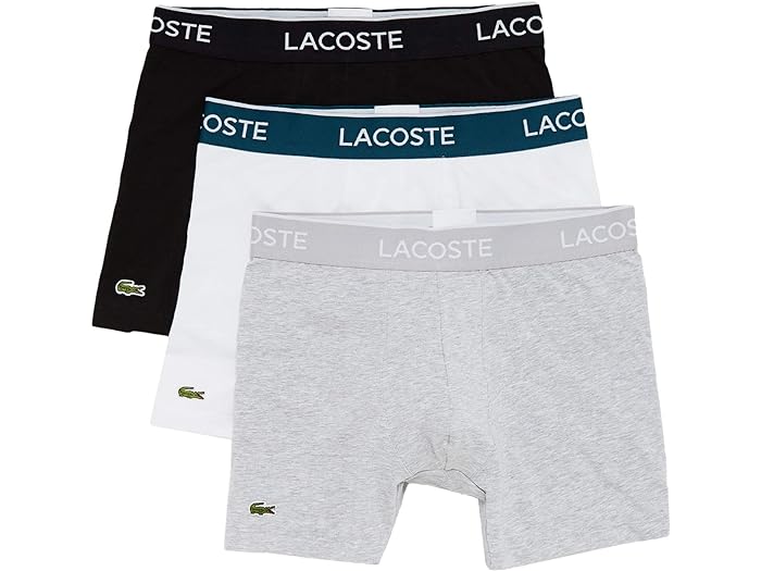 ラコステ パンツ メンズ (取寄) ラコステ メンズ ボクサー ブリーフ 3-パック カジュアル クラシック Lacoste men Lacoste Boxer Briefs 3-Pack Casual Classic Black/White/Silver Chine