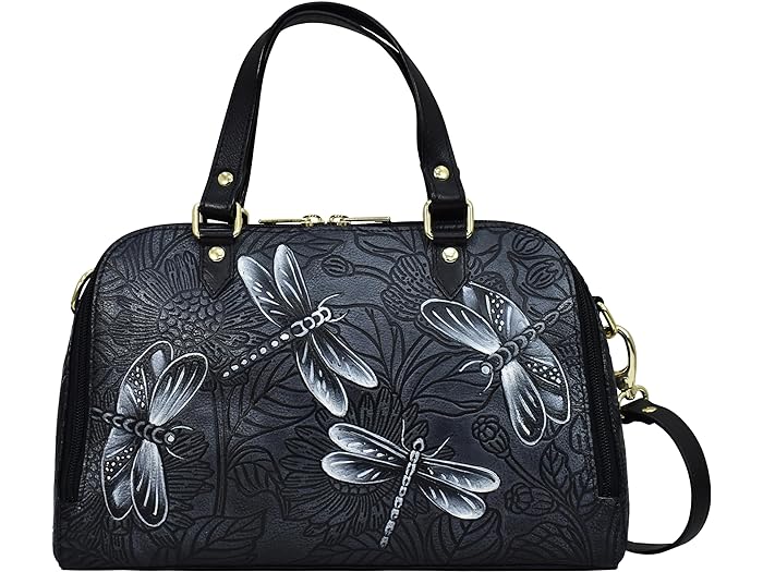 () AkVJ fB[X Ch I[KiU[ Tb`F 695 Anuschka women Anuschka Wide Organizer Satchel 695 Tooled Dragonfly Meadow Pewter