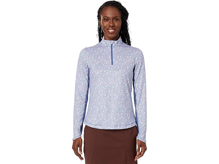 () LEFC fB[X VFu QI T veNV 1/4 Wbv vI[o[ Callaway women Callaway Chevron Geo Sun Protection 1/4 Zip Pullover Coastal Fjord