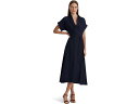 () [ t[ fB[X xebh N[v hX LAUREN Ralph Lauren women LAUREN Ralph Lauren Belted Crepe Dress Lighthouse Navy