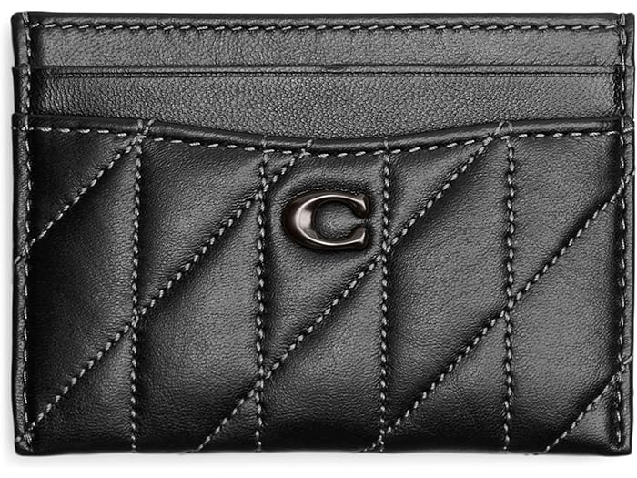 (取寄) コーチ レディース キルテッド ピロー レザー エッセンシャル カード ケース COACH women COACH Quilted Pillow Leather Essential Card Case Black