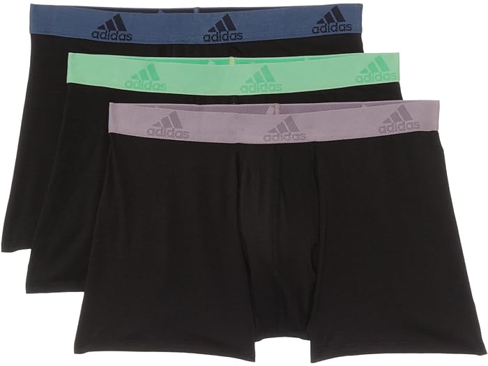 楽天スウィートラグ（取寄） アディダス メンズ ストレッチ コットン トランク 3-パック adidas men adidas Stretch Cotton Trunk 3-Pack Black/Semi Green Spark/Preloved Fig Purple