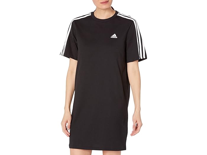 (取寄) アディダス レディース エッセンシャル 3ストライプ シングル ジャージ ボーイフレンズ T-シャツ ドレス adidas women adidas Essentials 3-Stripes Single Jersey Boyfriend T-Shirt Dress Black