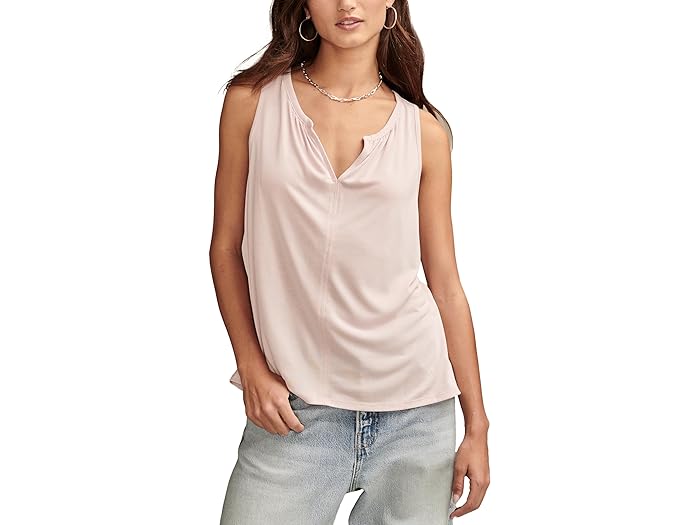 () bL[uh fB[X ThEHbV V lbN ^N Lucky Brand women Lucky Brand Sandwash V Neck Tank Shell Pink