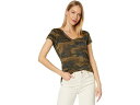 () bL[uh fB[X J o[AEg eB[ Lucky Brand women Lucky Brand Camo Burnout Tee Green Multi