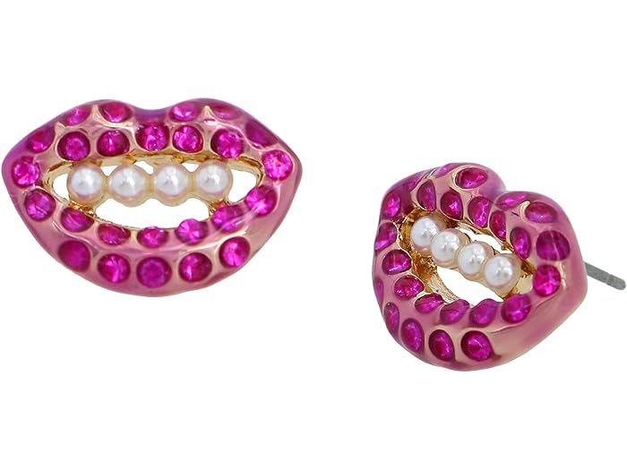 (取寄) ベッツィジョンソン レディース リップス スタッズ イヤリングス Betsey Johnson women Betsey Johnson Lips Stud Earrings Pink/Gold