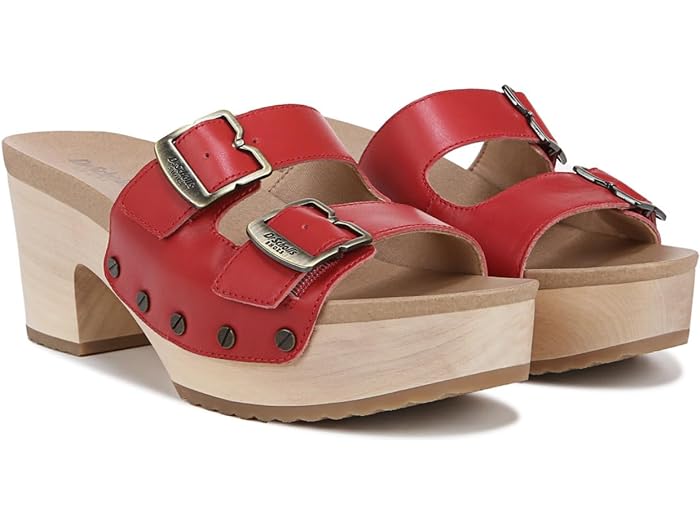 (取寄) ドクターショール レディース オリジナル ヴィーブ プラットフォーム スライド サンダル Dr. Scholl's women Dr. Scholl's Original Vibe Platform Slide Sandal Heritage Red Leather