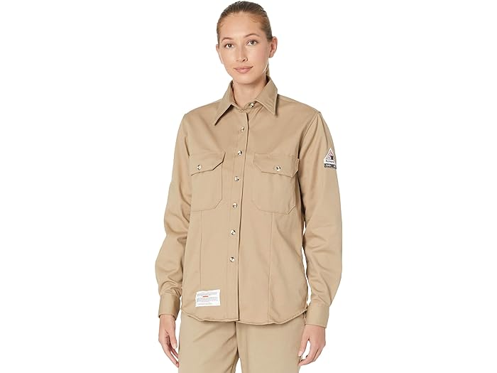 (取寄) ブルワーク FR レディース ミッドウエイト Fr ドレス ユニフォーム シャツ Bulwark FR women Bulwark FR Midweight FR Dress Uniform Shirt Khaki