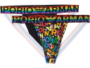 (取寄) エンポリオ アルマーニ メンズ レインボー ロゴ 2-パック ジョック ストラップ Emporio Armani men Emporio Armani Rainbow Logo 2-Pack Jock Strap EA Rainbow Color/Black