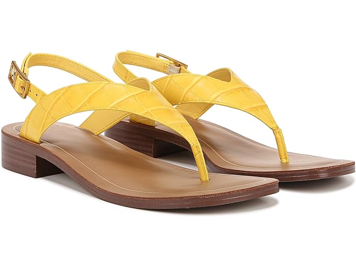 () tR Tg fB[X ACX AN Xgbv gO T_ Franco Sarto women Franco Sarto Iris Ankle Strap Thong Sandals Yellow Croc Print Leather