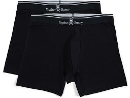 サイコバニー パンツ メンズ (取寄) サイコ バニー メンズ ソリッド 2-パック ボクサー ブリーフ Psycho Bunny men Psycho Bunny Solid 2-Pack Boxer Brief Black