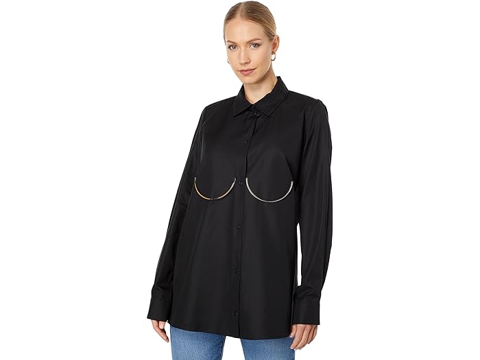 () {tXJ fB[X Rbg Vc EBY ^ Boyarovskaya women Boyarovskaya Cotton Shirt with Metal Black