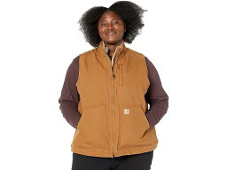 (取寄) カーハート レディース プラス サイズ Ov277 シェルパ ライン モック ネック ベスト Carhartt women Carhartt Plus Size OV277 Sherpa Lined Mock Neck Vest Carhartt Brown