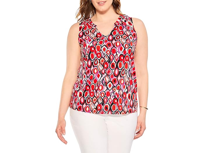 () jbN][ fB[X vX TCY QI yC ^N NIC+ZOE women NIC+ZOE Plus Size Geo Pane Tank Red Multi