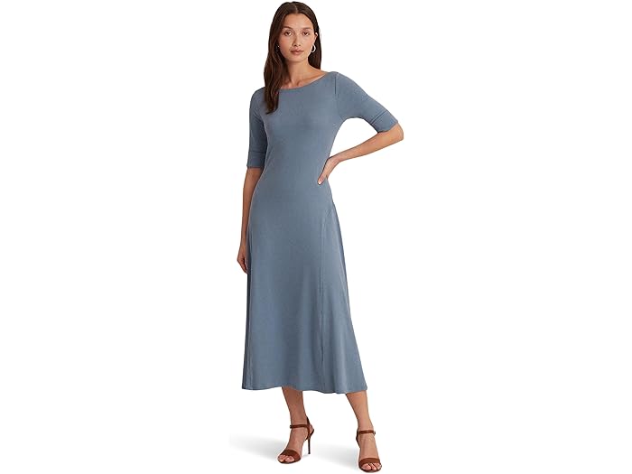 ラルフローレン (取寄) ローレン ラルフローレン レディース ストレッチ コットン ミディ ドレス LAUREN Ralph Lauren women LAUREN Ralph Lauren Stretch Cotton Midi Dress Pale Azure