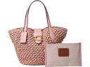 (取寄) コーチ レディース スモール ポップコーン テクスチャー ストロー トート COACH women COACH Small Popcorn Texture Straw Tote Pink/Orange