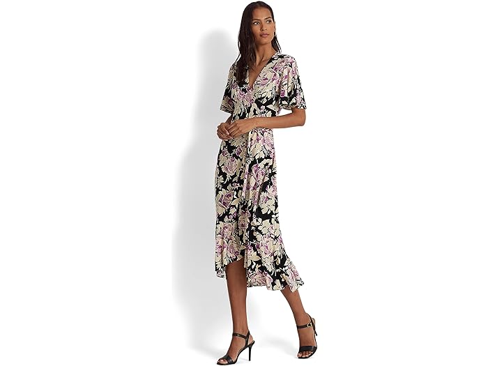 ラルフローレン (取寄) ローレン ラルフローレン レディース フローラル ベルテッド ジャージ ドレス LAUREN Ralph Lauren women LAUREN Ralph Lauren Floral Belted Jersey Dress Black/Lavender/Cream