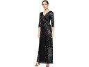 () AbNX CujOX fB[X O V[NC J hX EBY mbg tg fBe[ Alex Evenings women Alex Evenings Long Sequin Column Dress with Knot Front Detail Black