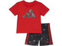 (取寄) アディダス キッズ ボーイズ ポーリー ティー アンド カモ オール オーバー プリント ショーツ (インファント) adidas Kids boys adidas Kids Poly Tee & Camo All Over Print Shorts (Infant) Bright Red