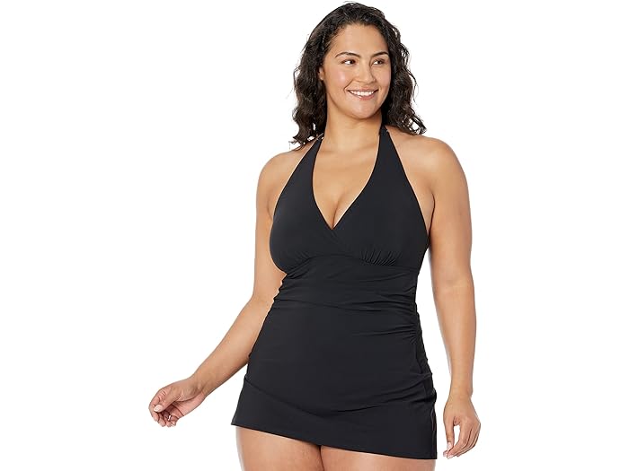 () 륨ӡ ǥ ߥ ० 饹 ۥ륿 ɥ쥹 L.L.Bean women L.L.Bean Slimming Swimwear Clasp Halter Dress Black