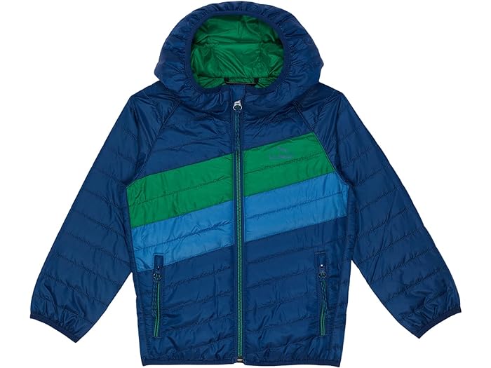 (取寄) エルエルビーン キッズ プリマロフト パックアウェイ フーデット カラーブロック ジャケット (トドラー) L.L.Bean kids L.L.Bean Primaloft Packaway Hooded Color-Block Jacket (Toddler) Collegiate Blue/Lawn Green