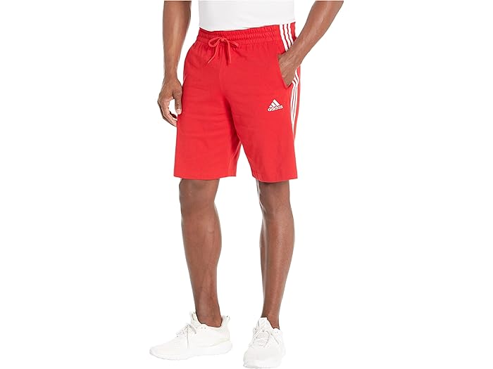 (取寄) アディダス メンズ エッセンシャル 3ストライプ シングル ジャージ ショーツ adidas men adidas Essentials 3-Stripes Single Jersey Shorts Better Scarlet/White