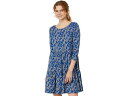 () [ sbc@[ fB[X Wi 3/4 X[u hX Lilly Pulitzer women Lilly Pulitzer Geanna 3/4 Sleeve Dress Low Tide Navy Easy To Spot 1