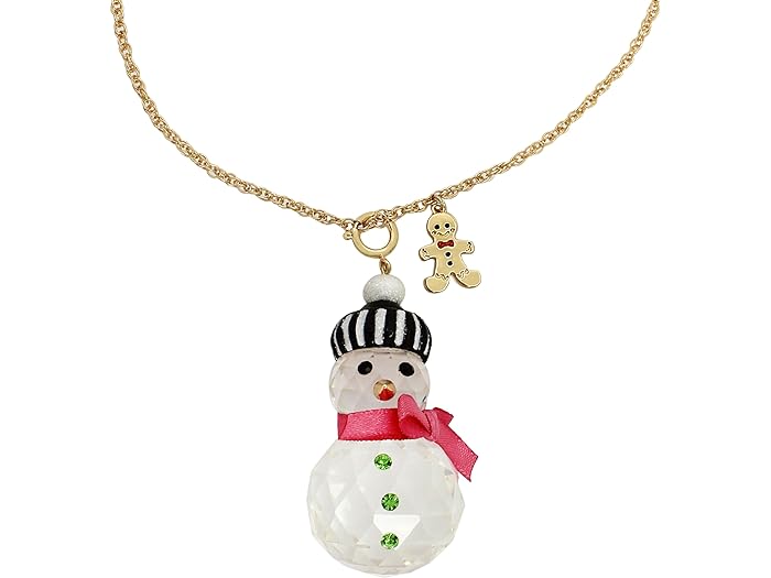 () xbcBW\ fB[X Xm[} I[ig lbNX Betsey Johnson women Betsey Johnson Snowman Ornament Necklace Crystal/Gold