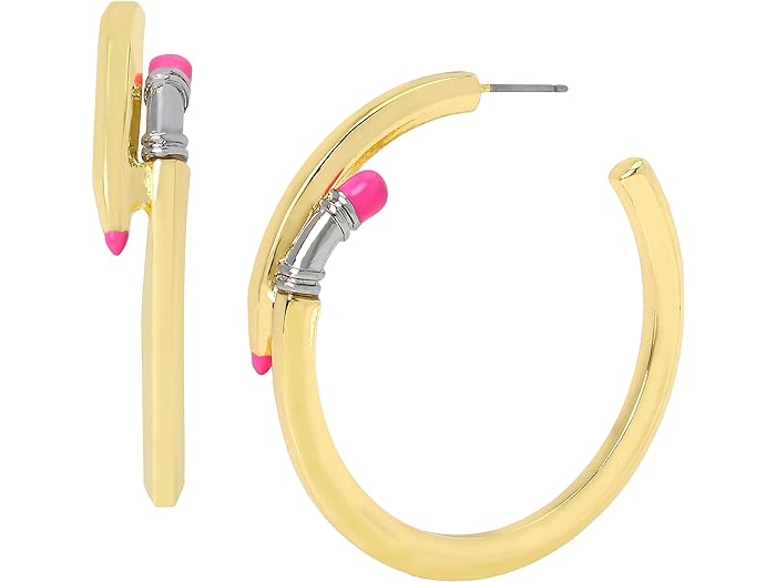 (取寄) ベッツィジョンソン レディース ペンシル フープ イヤリングス Betsey Johnson women Betsey Johnson Pencil Hoop Earrings Gold