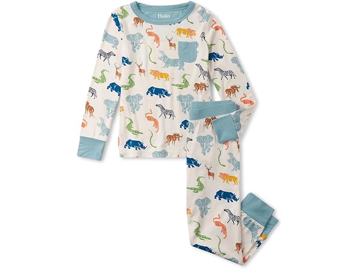 () nbgC LbY {[CY XNb`[ Tt@ ou[ pW} Zbg (gh[/g Lbh/rbO Lbh) Hatley Kids boys Hatley Kids Scratchy Safari Bamboo Pajama Set (Toddler/Little Kid/Big Kid) Sea Salt