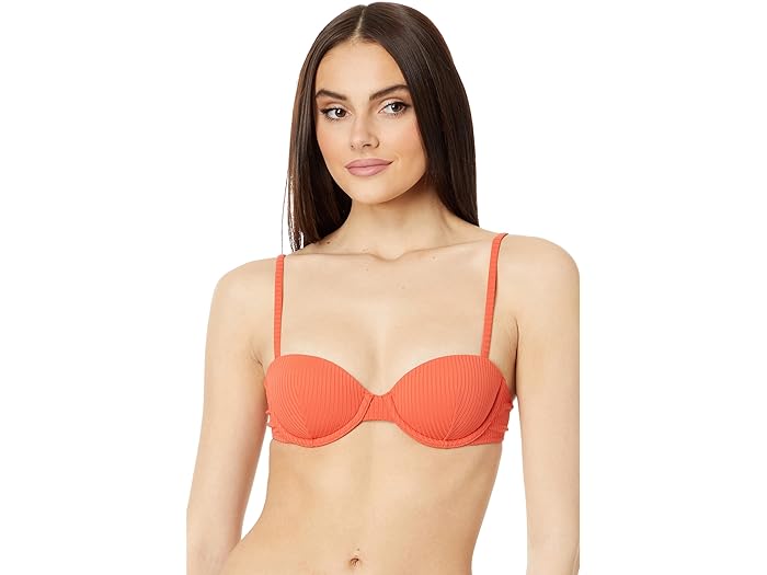 (取寄) メイドウェル レディース リブド バルコネット ビキニ トップ Madewell women Madewell Ribbed Balconette Bikini Top Coastal Orange