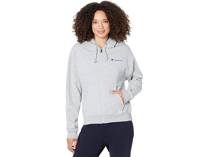 () `sI fB[X p[uh t Wbv u[fB Champion women Champion Powerblend Full Zip Hoodie Oxford Gray