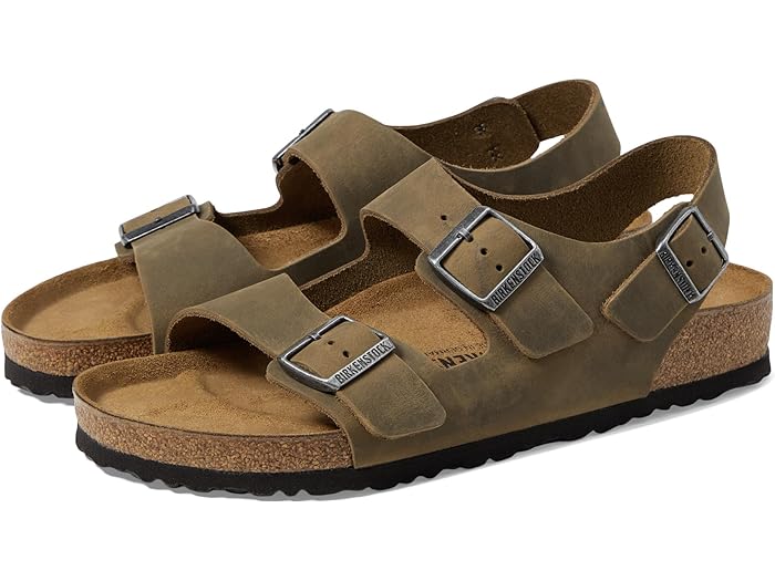 楽天スウィートラグ（取寄） ビルケンシュトック ミラノ - レザー ソフト フットベッド （ユニセックス） Birkenstock Birkenstock Milano - Leather Soft Footbed （Unisex） Faded Khaki Oiled Leather