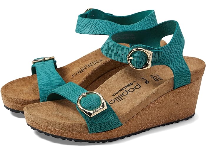 () rPVgbN fB[X psI oC \[C EFbW T_ - G{X kobN Birkenstock women Birkenstock Papillio by Birkenstock Soley Wedge Sandal - Embossed Nubuck Biscay Bay