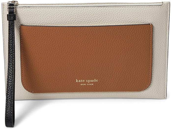 (取寄) ケイトスペード レディース アヴァ カラーブロック ペブルド レザー リスレット Kate Spade New York women Kate Spade New York Ava Colorblocked Pebbled Leather Wristlet Parchment Multi