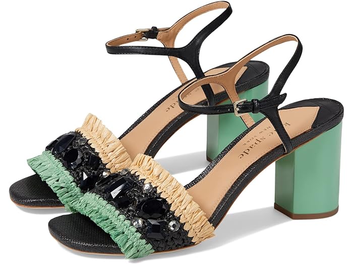 () PCgXy[h fB[X { { q[ Kate Spade New York women Kate Spade New York Bora Bora Heel Black/Natural/Mint