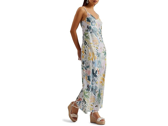 () ebhx[J[ fB[X A_ _u C[ Xbv ~fB hX Ted Baker women Ted Baker Adamela Double Layer Slip Midi Dress Ivory