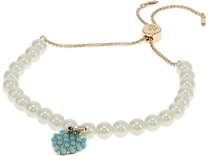 (取寄) ローレン ラルフローレン レディース LRL パール ターコイズ ハート スライダー ブレスレット LAUREN Ralph Lauren women LAUREN Ralph Lauren LRL Pearl Turquoise Heart Slider Bracelet Gold/White Pearl/Turquoise