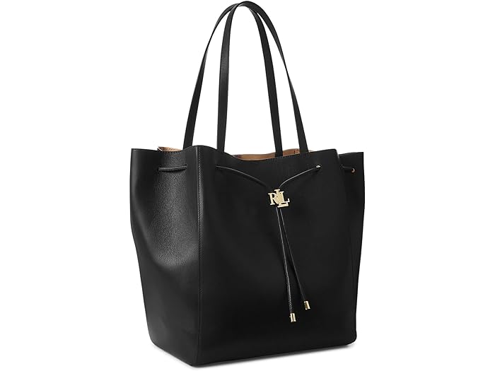 () [ t[ fB[X U[ ~fBA AfB h[XgO g[g LAUREN Ralph Lauren women LAUREN Ralph Lauren Leather Medium Andie Drawstring Tote Black