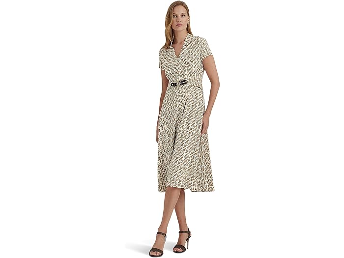 ラルフローレン (取寄) ローレン ラルフローレン レディース エクストリアン-プリント ジョーゼット ドレス LAUREN Ralph Lauren women LAUREN Ralph Lauren Equestrian-Print Georgette Dress Cream Multi