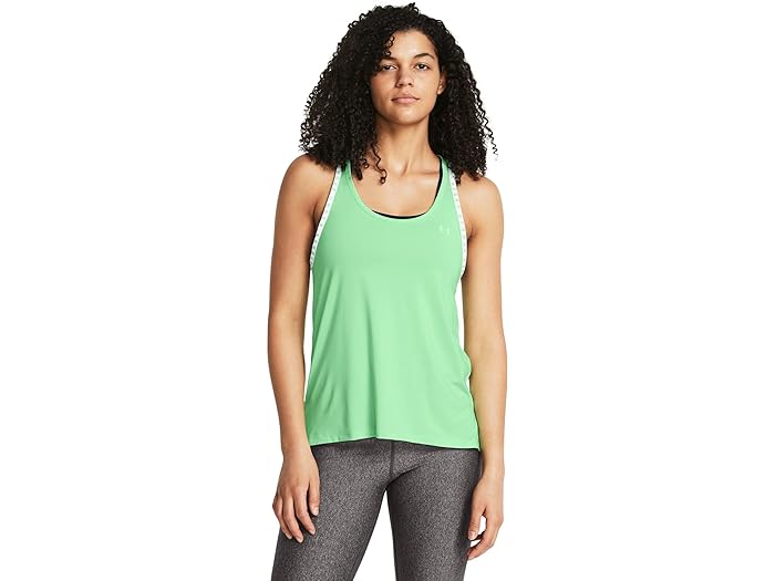 (取寄) アンダーアーマー レディース ノックアウト タンク Under Armour women Under Armour Knockout Tank Matrix Green/White