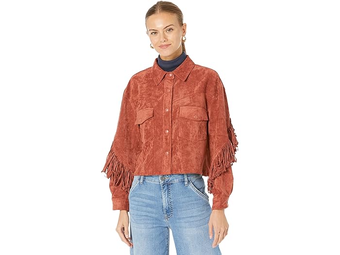 (取寄) ブランクニューヨーク レディース フォー スエード フリンジ シャツ ジャケット イン バウンス バック Blank NYC women Blank NYC Faux Suede Fringe Shirt Jacket in Bounce Back Bounce Back