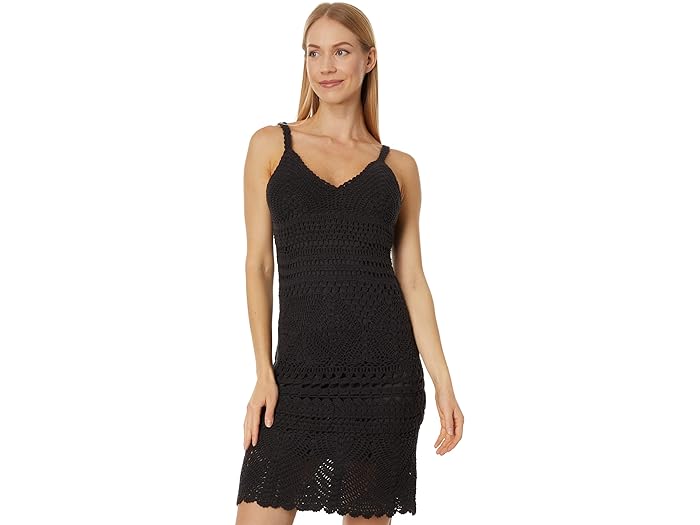 () bL[uh fB[X _Ch N[VF ~j hX Lucky Brand women Lucky Brand Diamond Crochet Mini Dress Raven